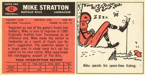 1965 Topps #42 Mike Stratton Back