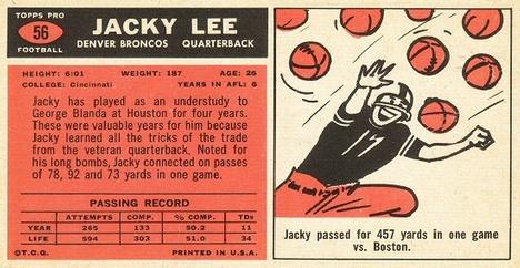 1965 Topps #56 Jacky Lee Back