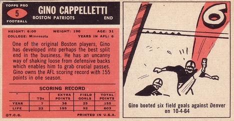 1965 Topps #5 Gino Cappelletti Back