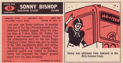 1965 Topps #68 Sonny Bishop Back