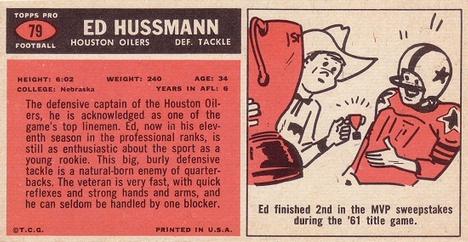1965 Topps #79 Ed Husmann Back