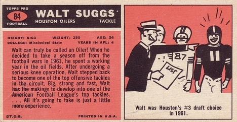 1965 Topps #84 Walt Suggs Back