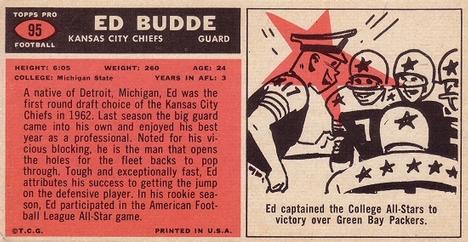 1965 Topps #95 Ed Budde Back