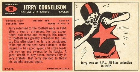 1965 Topps #98 Jerry Cornelison Back