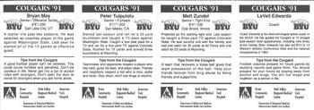 1991 BYU Cougars Safety - Panels #NNO LaVell Edwards / Matt Zundel / Peter Tuipulotu / Bryan May Back