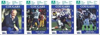 1991 BYU Cougars Safety - Panels #NNO LaVell Edwards / Matt Zundel / Peter Tuipulotu / Bryan May Front