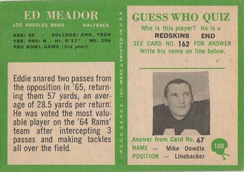 1966 Philadelphia #100 Ed Meador Back