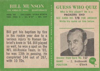 1966 Philadelphia #101 Bill Munson Back