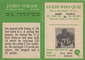 1966 Philadelphia #103 James Stiger Back