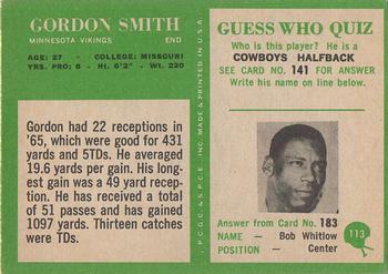 1966 Philadelphia #113 Gordon Smith Back