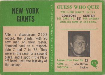 1966 Philadelphia #118 New York Giants Back