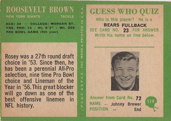 1966 Philadelphia #119 Roosevelt Brown Back