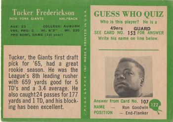 1966 Philadelphia #122 Tucker Frederickson Back