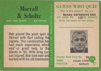 1966 Philadelphia #127 Earl Morrall / Bob Scholtz Back