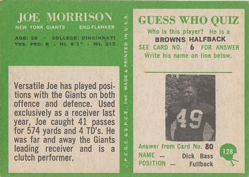 1966 Philadelphia #128 Joe Morrison Back