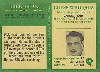 1966 Philadelphia #149 Dick Hoak Back