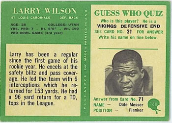 1966 Philadelphia #168 Larry Wilson Back