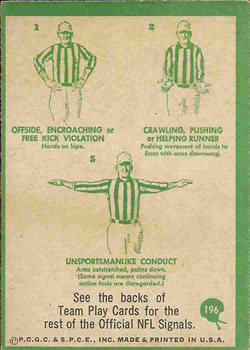 1966 Philadelphia #196 Referee Signals Back