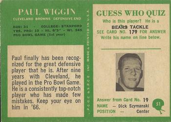 1966 Philadelphia #51 Paul Wiggin Back