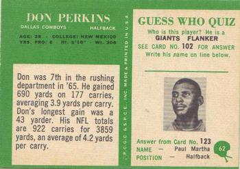 1966 Philadelphia #62 Don Perkins Back