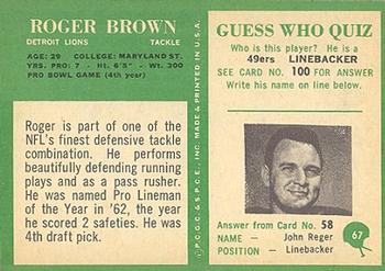 1966 Philadelphia #67 Roger Brown Back
