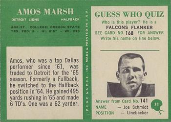 1966 Philadelphia #71 Amos Marsh Back