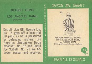 1966 Philadelphia #78 Lions vs Rams Back