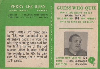 1966 Philadelphia #4 Perry Lee Dunn Back
