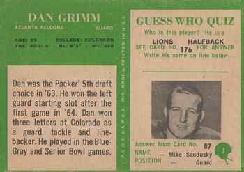 1966 Philadelphia #5 Dan Grimm Back