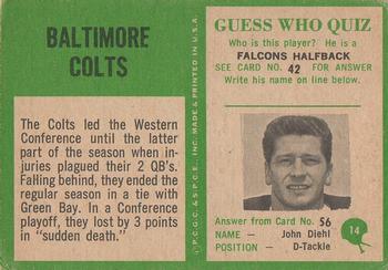 1966 Philadelphia #14 Baltimore Colts Back
