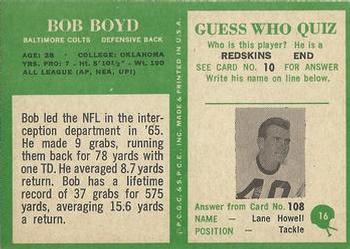 1966 Philadelphia #16 Bob Boyd Back