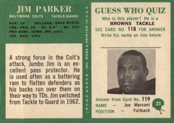 1966 Philadelphia #23 Jim Parker Back