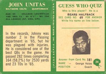 1966 Philadelphia #24 John Unitas Back