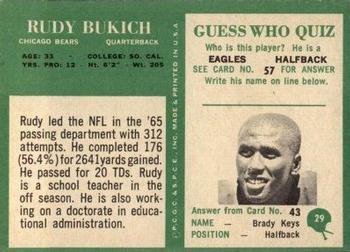 1966 Philadelphia #29 Rudy Bukich Back