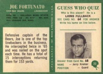 1966 Philadelphia #33 Joe Fortunato Back