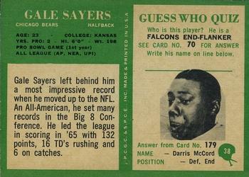 1966 Philadelphia #38 Gale Sayers Back
