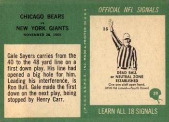 1966 Philadelphia #39 Bears vs Giants Back