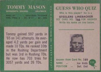 1966 Philadelphia #111 Tommy Mason Back