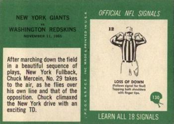 1966 Philadelphia #130 Giants vs Redskins Back