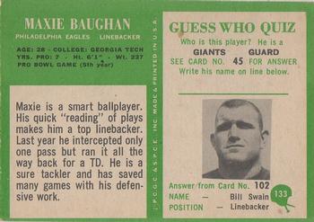 1966 Philadelphia #133 Maxie Baughan Back