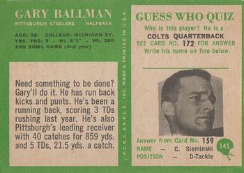 1966 Philadelphia #145 Gary Ballman Back