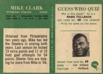 1966 Philadelphia #148 Mike Clark Back