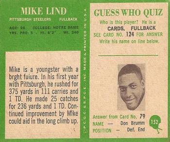 1966 Philadelphia #152 Mike Lind Back