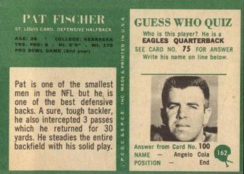 1966 Philadelphia #162 Pat Fischer Back