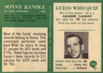 1966 Philadelphia #165 Sonny Randle Back