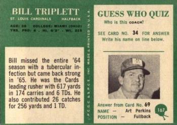 1966 Philadelphia #167 Bill Triplett Back