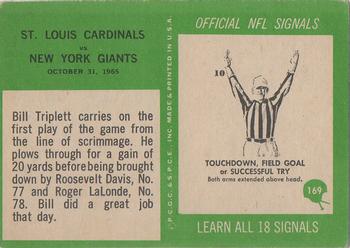 1966 Philadelphia #169 Cardinals vs Giants Back