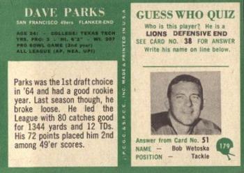 1966 Philadelphia #179 Dave Parks Back