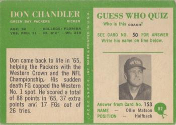 1966 Philadelphia #82 Don Chandler Back