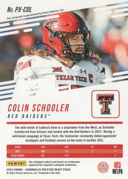 2022 Panini Chronicles Draft Picks - Prestige Xtra Points Signatures #PX-COL Colin Schooler Back